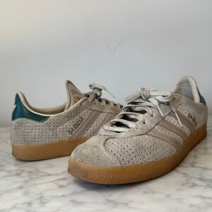 Adidas Gazelle Suede Gum Sole Beige Green Women 7 Perforated Terrace Sneaker